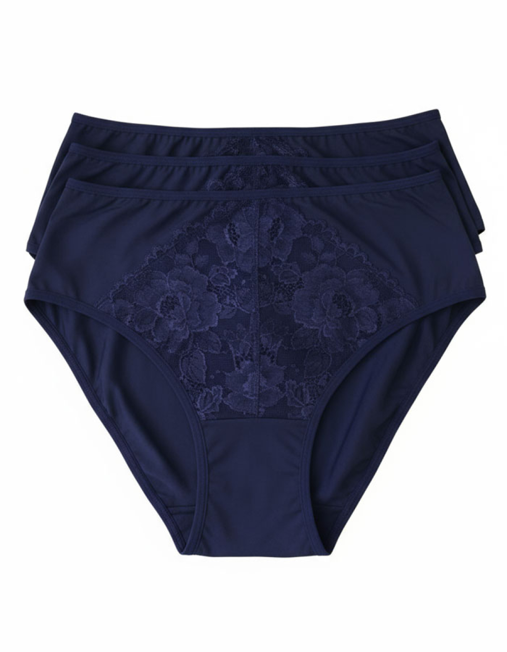 Сет 3 броя луксозни бикини от микрофибър и дантела, Neda, тъмно син, 65